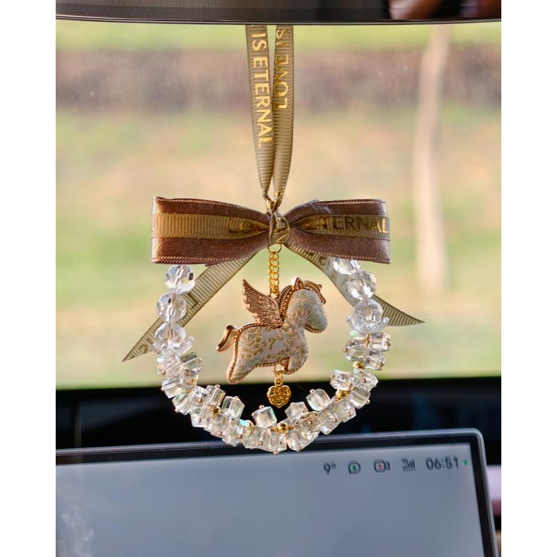 Crystal Starry Pegasus Car Pendant Rearview Mirror Hanging Decoration Gift For Women