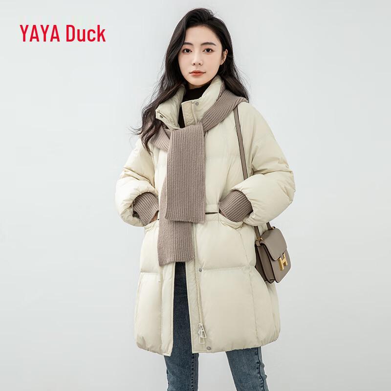 Yaya Women's Detachable Hooded Mid-length Down Jacket