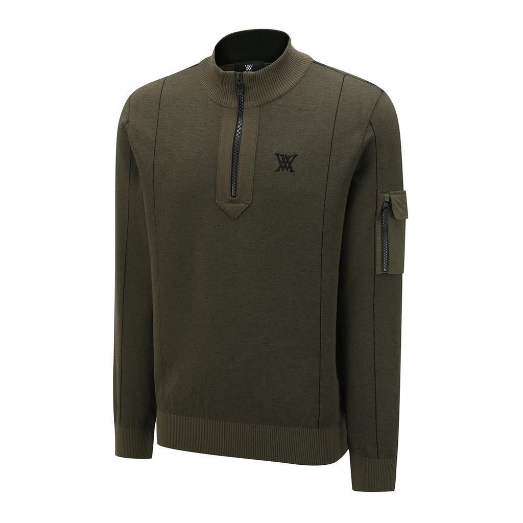 ANEW GOLF M Two Tone Half Zip-Up Pullover_Kh
