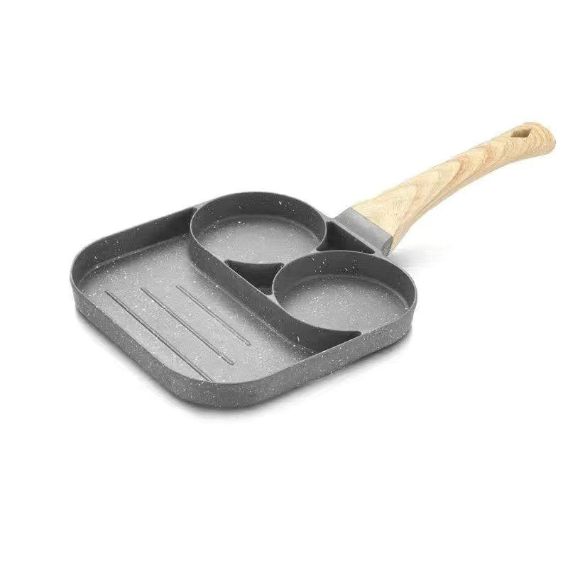 Non-Stick Four-Hole Omelette and Egg Dumpling Pan – Multi-Functional Stone Frying Pan for Breakfast and Steak
