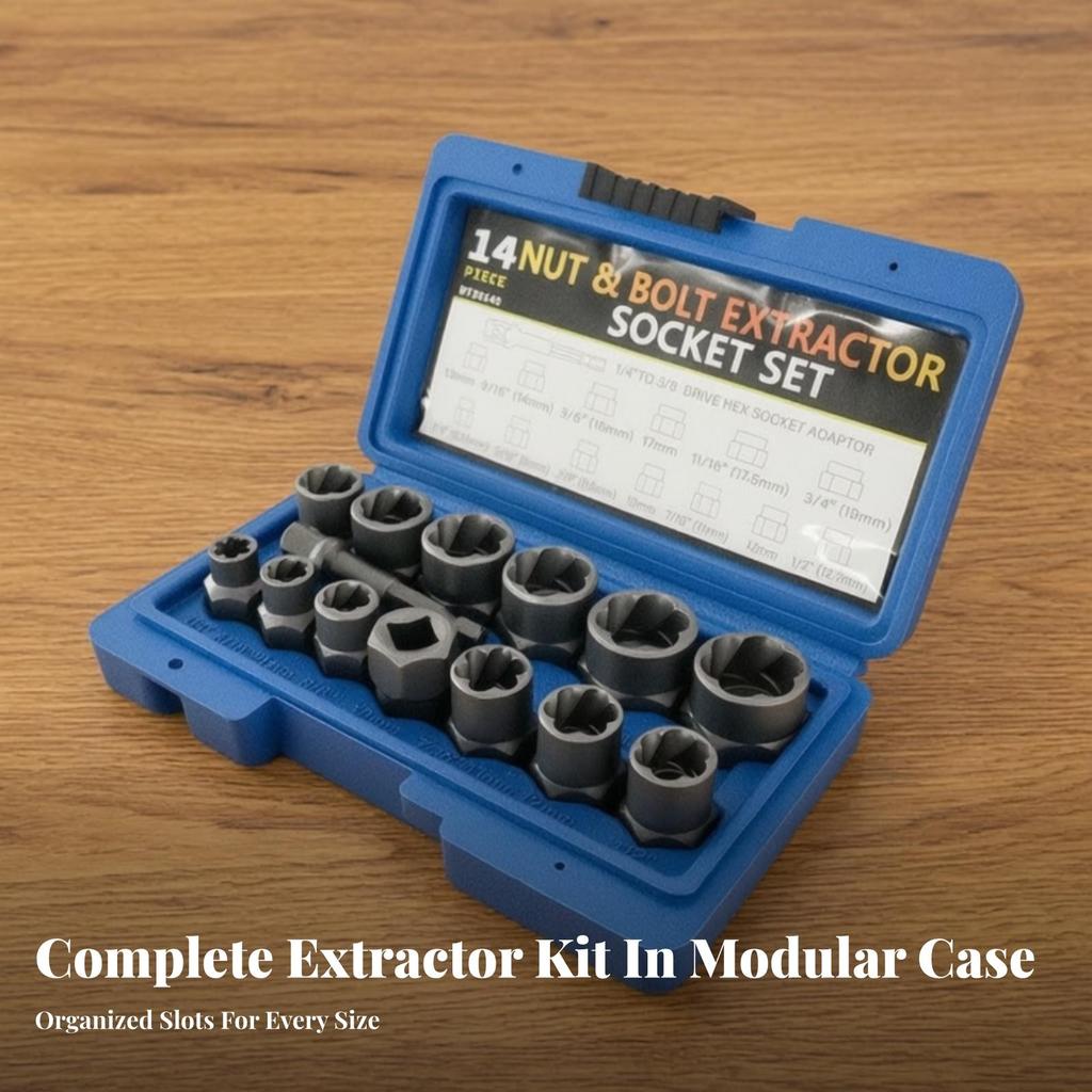 Heavy Duty Bolt Extractor Kit | Nut and Set, for Mechanical Maintenance 40CR 13PC