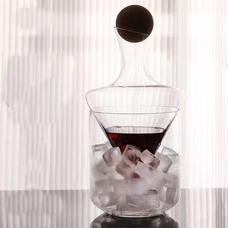 Dilona Rotating Glass Wine Decanter & Ice Bucket Set