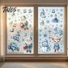 Home Decor for Christmas 9Pcs Window Clings, Blue Santa Snowman Reindeer Static Stickers, Nutcracker Clings Reusable Double Sided Xmas Decorations