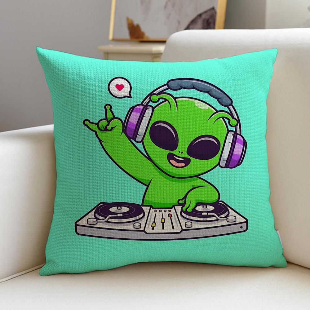 Funny SSilly Alien Cushion Cover Pcs Soft Decorative Square Cushion Covers X X Pillowcases for Sofa Couch Home Bedroom