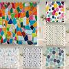 Einfacher Bunter Geometrischer Muster Stoff Duschvorhang Badezimmervorhänge Rundes Mosaik Wasserdichter Badewannenspritzschutz Mit 12 Haken