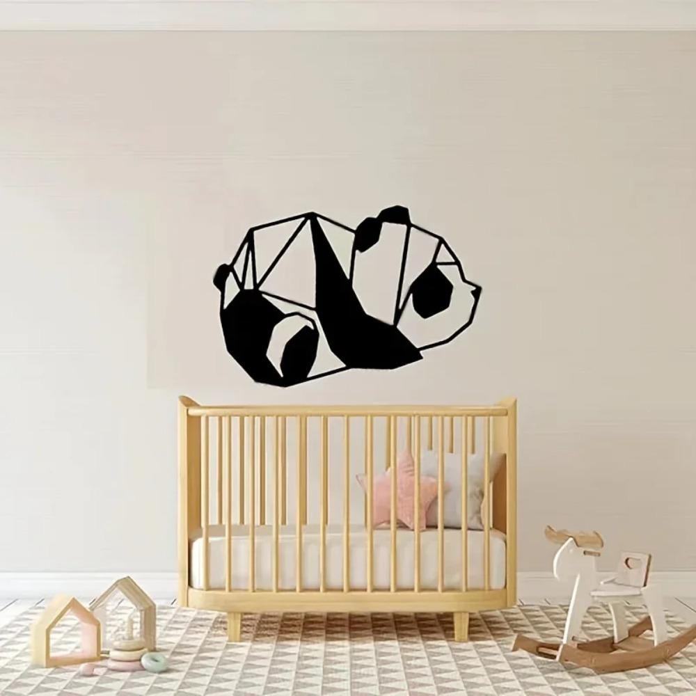 1pc Metal Pandas Wall Art - Black Metal Sculptures for Outdoor, Living Room, Bathroom, and Bedroom Decor
