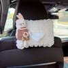 Cute Car Tissue Box Holder Soft Plush Rabbit Hanging Paper Dispenser Universal Auto Seat Back Organizer for Home Car Office