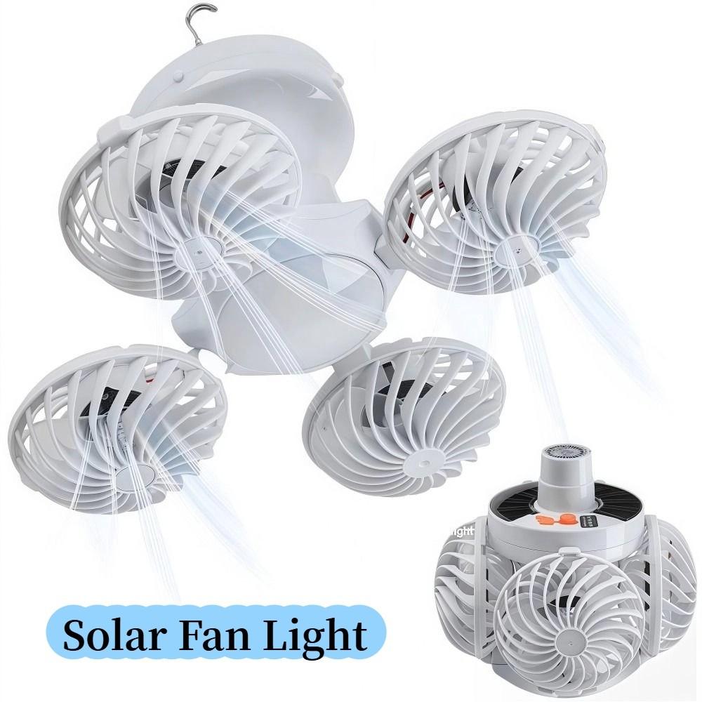 New Football Solar Fan Light Rechargeable Wall Mounted Foldable Fan Light LED Bulb Portable Camping Lamp Outdoor