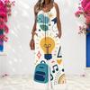 Women Spaghetti Strap Jumpsuit Retro Pop Art Star Heart Cosmic Print Wide Leg Pants With Pockets
