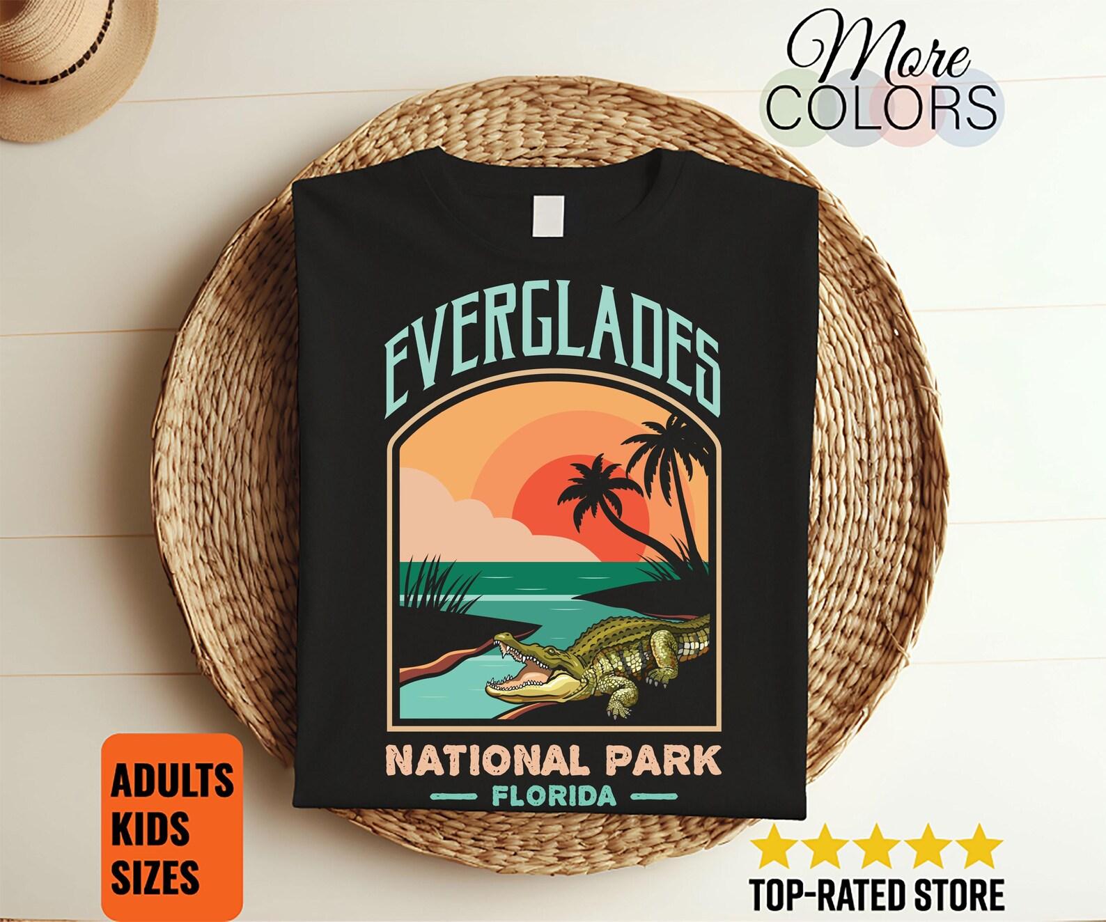 Everglades National Park US Crocodile Vintage T-Shirt, USA Florida Parks Alligators Lover Gifts, Adventure Outdoors Costume, Present Tees, 100