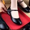 Low-heeled Soft-soled Single Shoes Women's Autumn New Versatile Round-toed Shoes Thick-heeled Flat-soled Women's Shoes Casual Leather Shoes