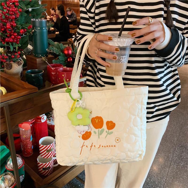 Trendy Polyester Tote Bag With Cute Embroidery Ideal For Daily Use And School