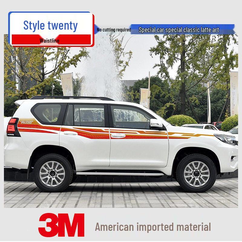 Toyota Prado 10-22 Models Car Body Color Stripe Decal Waistline Sticker.