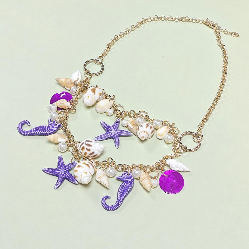 New Trendy European and American Accessories Beach Chain Conch Starfish Shell Necklaces Sweater Chain Collar Chain