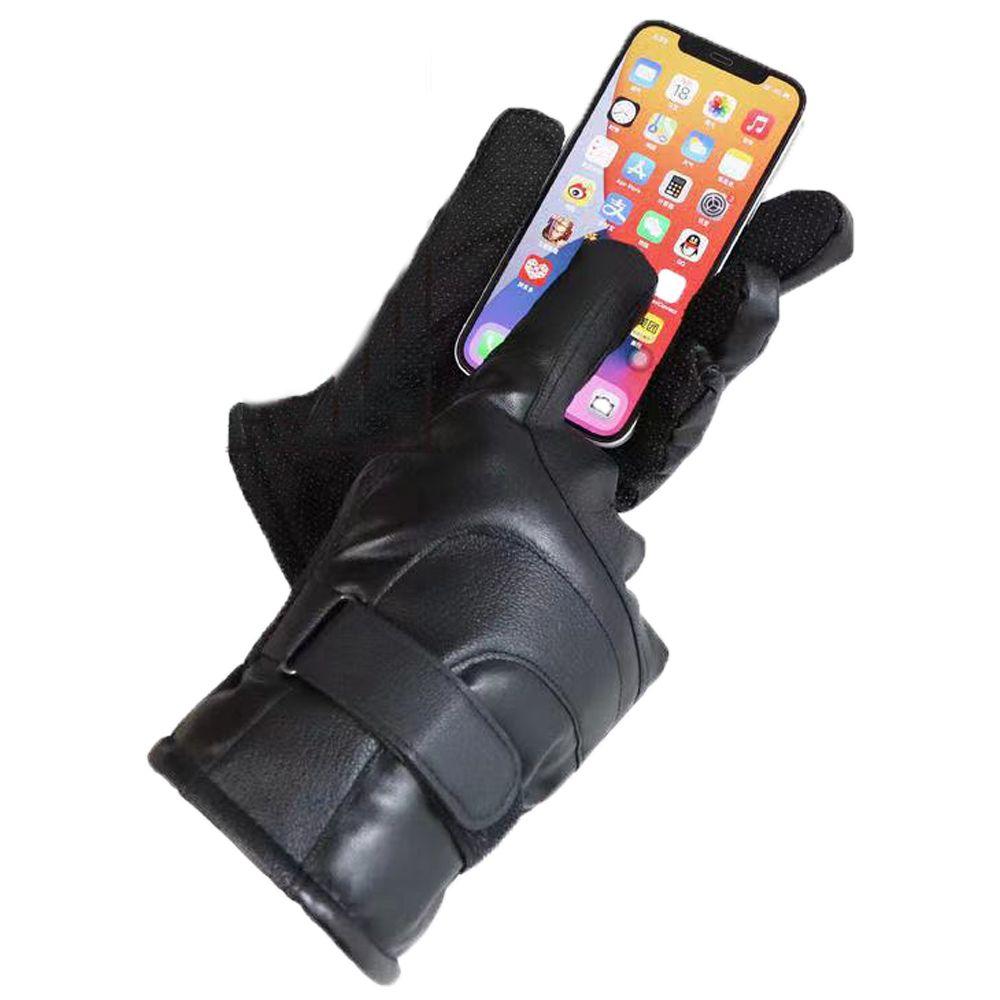 Thicken Clambing  Driving Winter Gloves Men Black Gloves PU Leather Korean Mittens