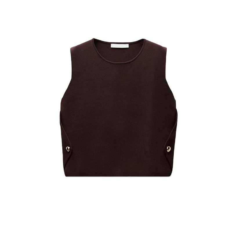 Fall and Winter New Women's Clothing Multi-Color Selection Side Button Decoration Sleeveless round Neck Knitting Vest Jacket 4192129