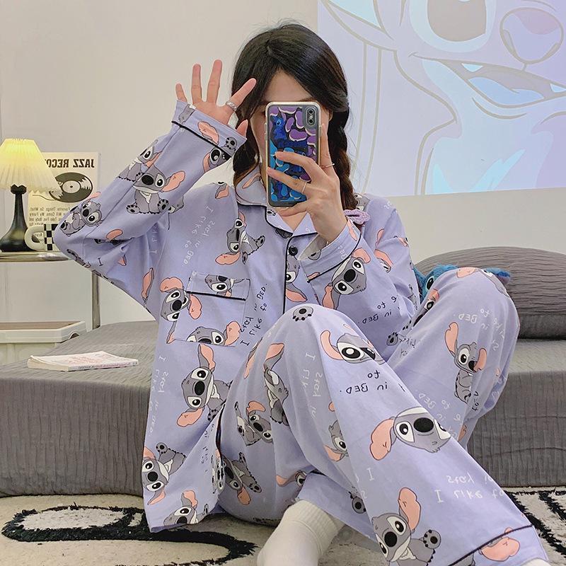 Plaid Long Sleeve Pajama Set with Pants – Spring & Autumn Style, Comfortable Home or Dorm Wear, Suitable for Outdoor Use