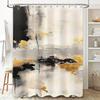 Artistic Black Gold Shower Curtain Set for Bathroom Decor Long Water Repellent Fabric Luxurious Home Decoration Items