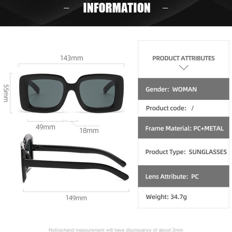 New Trend Fashion Square Shape Plastic Big Frame Sun Glasses UV 400 Travel Drive Sunglasses for Men Women