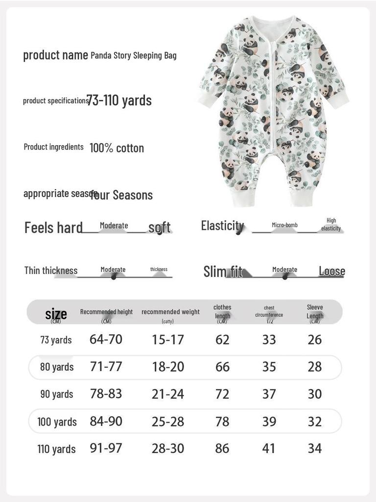 Pure Cotton Split-Leg Baby Sleeping Bag - All Seasons, Zippered & Anti-Kick for Newborns