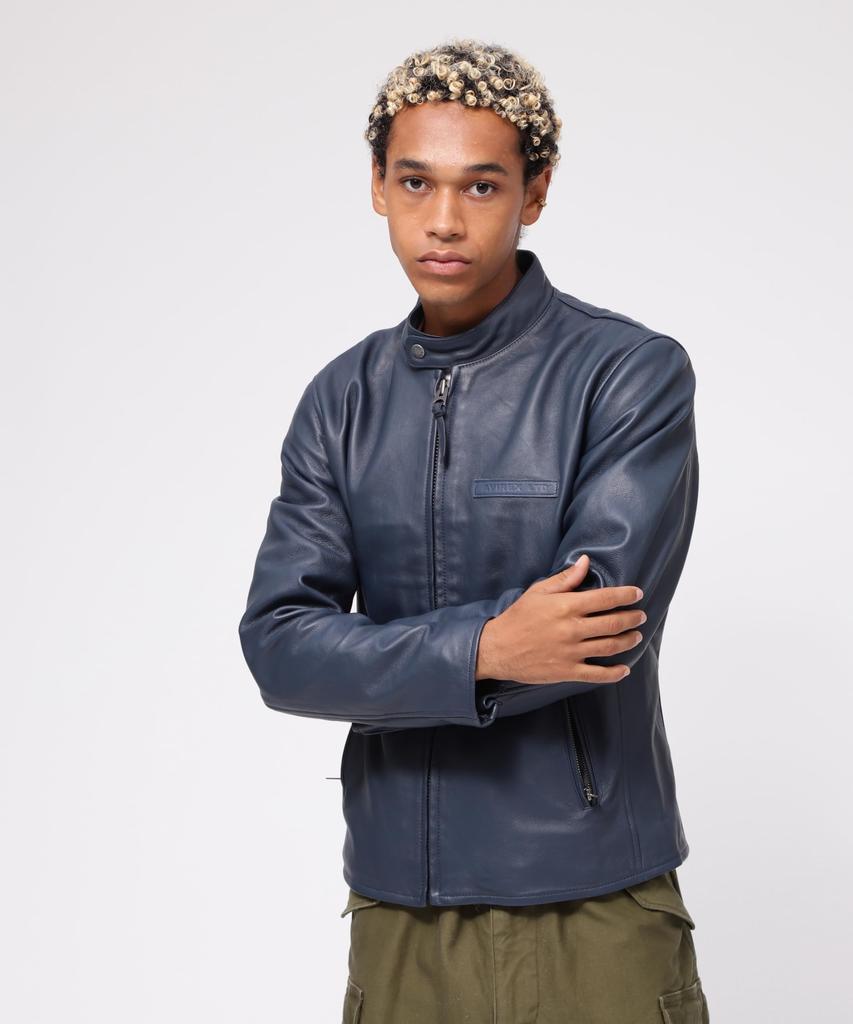 AVIREX Sheep Single Riders Size F Web Depot Exclusive Men's Jacket, 120, Navy, 783-4950023, &