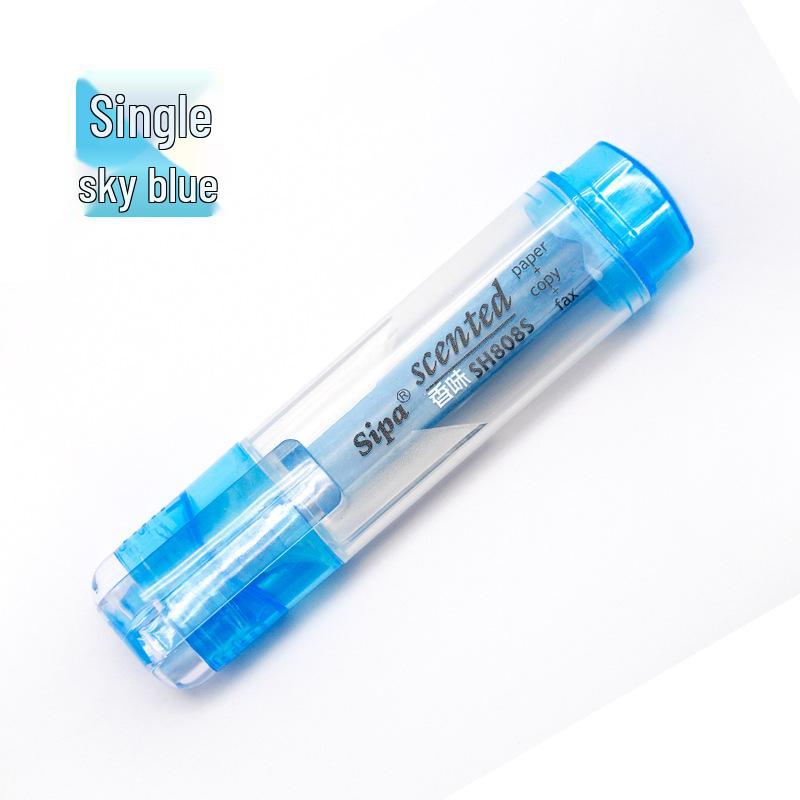 

Хайлайтеры с фруктовым ароматом в корейском стиле, 7 цветов, скошенный наконечник для выделения и маркировки студентами Oblique Tip синий