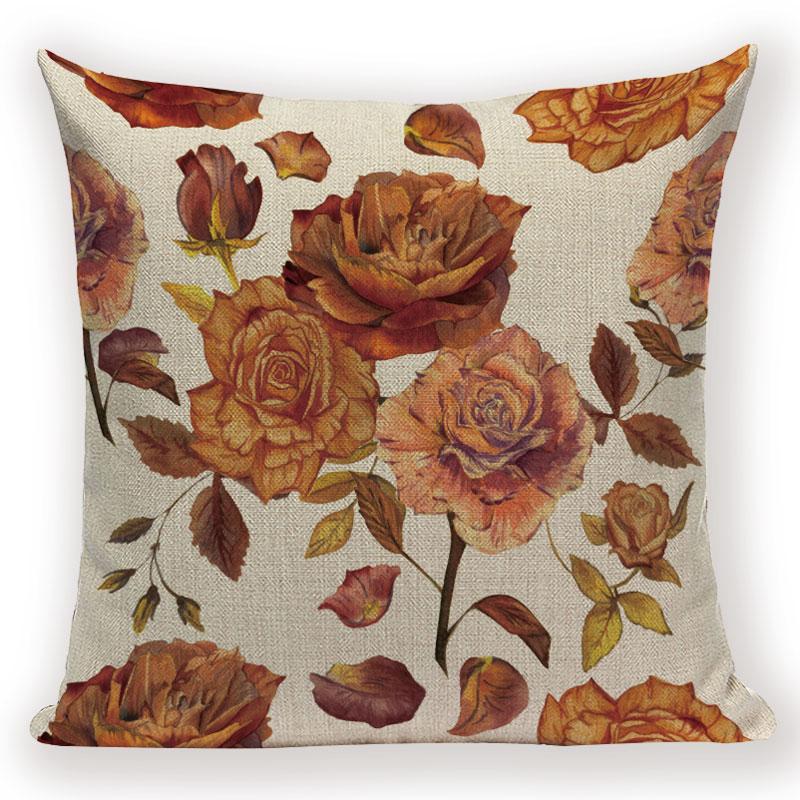 Satın alın Farmhouse Home Decor Cushion Covers Leaf Flower Pillows Case Colorful Sofa Decorative