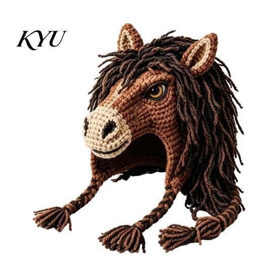 Holiday Crafting Projects Animal Hood Hat Crochet Kit, DIY Earflap Craft Supplies for Adults Cute Project Teens, Handmade Gift Yarn Crafts