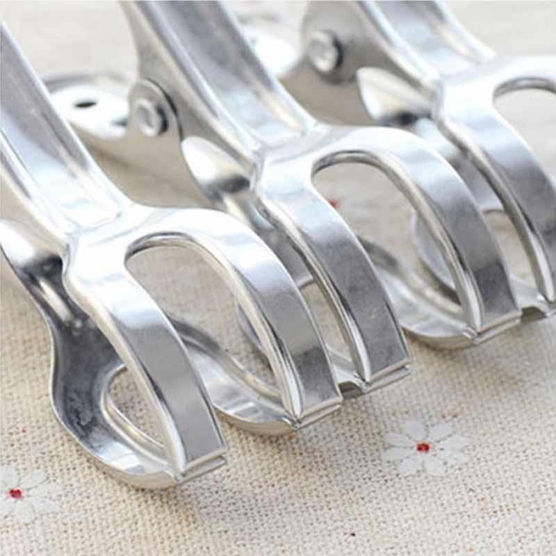 10PCS Large Stainless Steel Clips for Home Drying Down Clothes Quilt Windproof Clothespins Home Laundry Beach Towel Clips