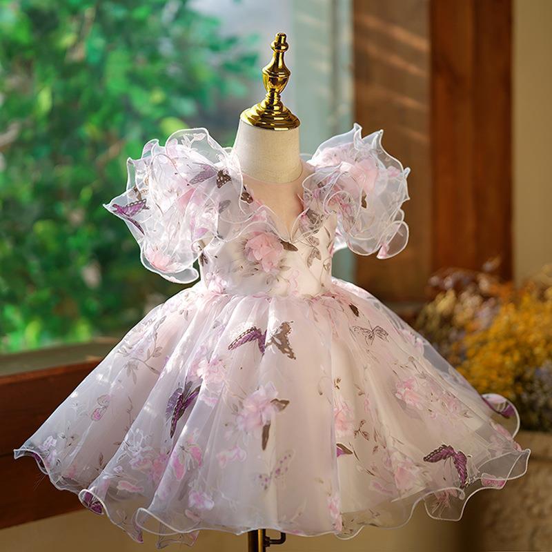 Summer Flower Fairy Party Dress for Little Girls - Puffy Princess Costume for One-Year-Olds