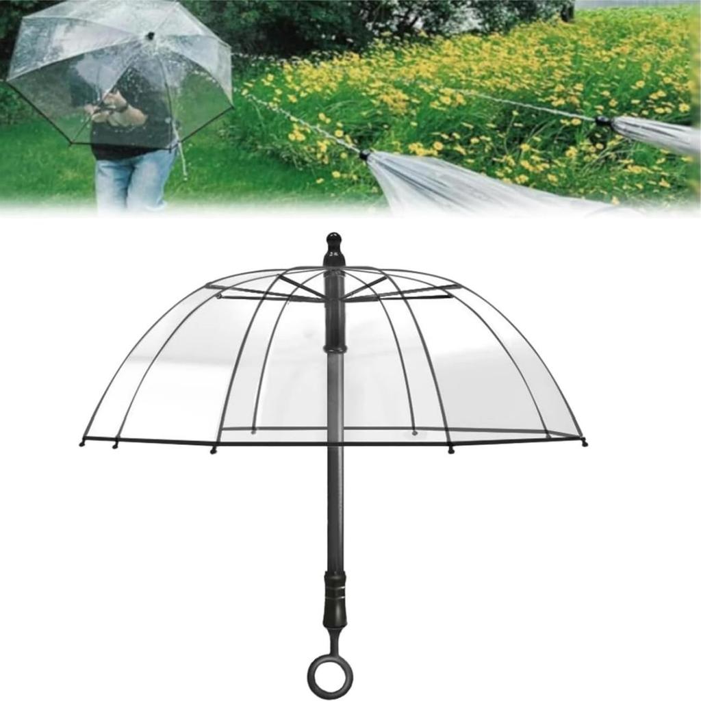 Cartoon Transparent Umbrella Girl High Value Long Handle Umbrella Funny Water Spray Umbrella Large Parasol Umbrella Water Gun