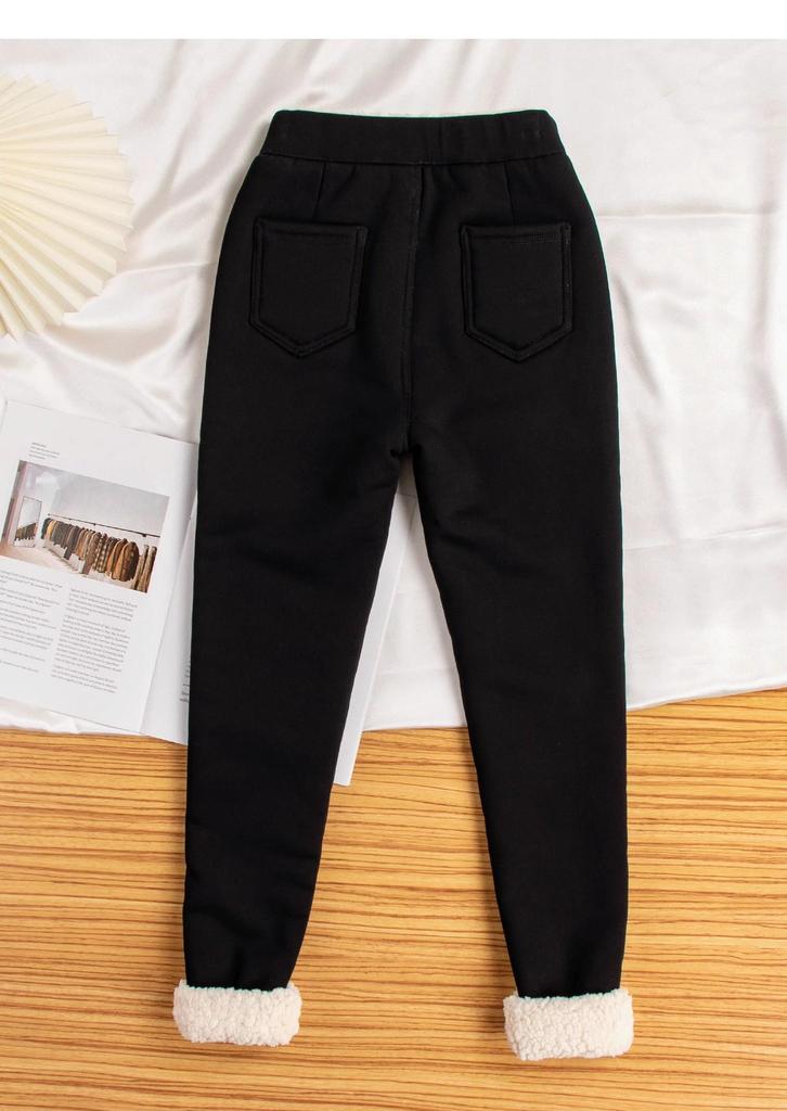Women's Thick Lambswool High-Waisted Leggings - Fleece-Lined, Velvet, Slim Fit, Perfect for Autumn/Winter. Wear Outdoors or as Cozy Cotton Pants.