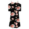 Women's V Neck Short Sleeve Printed Zip Off-shoulder Dress Casual Dress Commuting Dress
