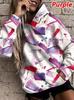 Women's Plus Size Hooded Sweatshirt, Long Sleeve with Pocket, Autumn/Winter Print, Loose Fit.