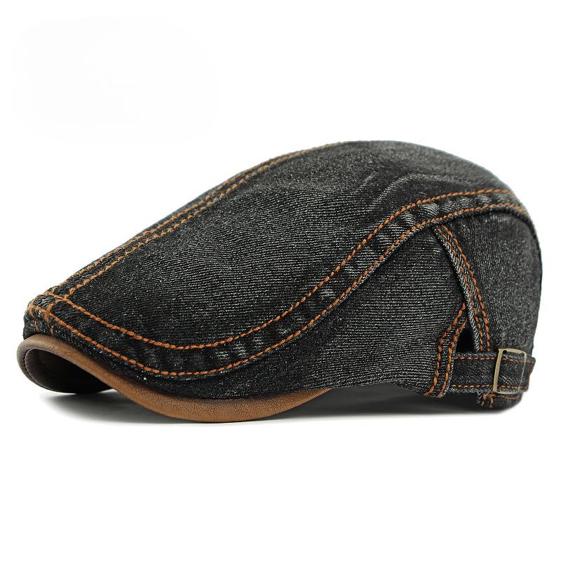 Spring New Washed Denim Hat Men's Beret British Retro Cap Women's Casual Forward Hat