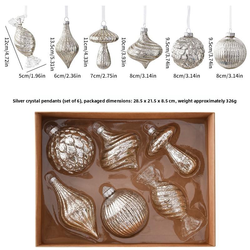 Joymerry Christmas Glass Tree Ornaments Gift Box Set With Lighttransmitting Design For Holiday Decor