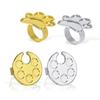 Gold & Silver Alloy Finger Ring Nail Art Palette for Pigment Mixing