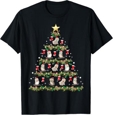 Weihnachtstiere Designs Eule Weihnachtsbaum T-Shirt