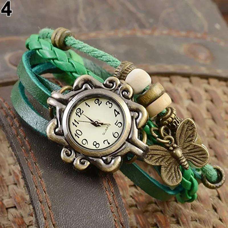 Women Watches Casual Vintage Multilayer Butterfly Faux Leather Bracelet Wrist Watch Ladies Female Clock Montre Femme Relogios