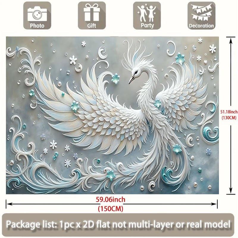 2D plane design, 2D plane banner 1 piece - a white mythical bird with spread wings and ornate patterns