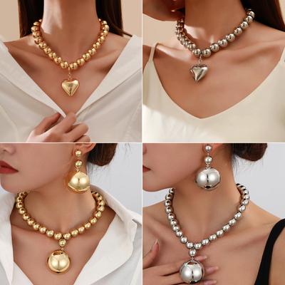 Accessories Big Bead Punk Collar Collarbone Chain Hot Selling Geometric Beads Beaded Necklace Women