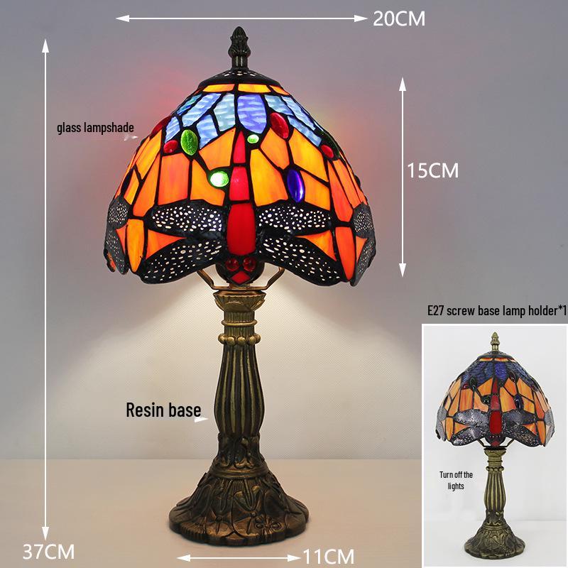 Tiffany Vintage Stained Glass Table Lamp for Bedside or Cafe