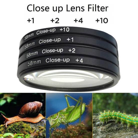4Pcs 37-82mm +1 +2 +4 +10 Optical Glass SLR Camera Macro Lens Close-up Filters