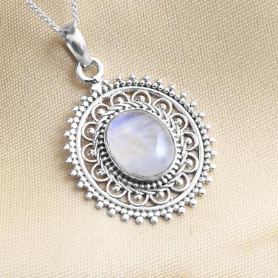 Moonstone Women Pendant Necklace Pure 925 Sterling Silver Fine Jewelry