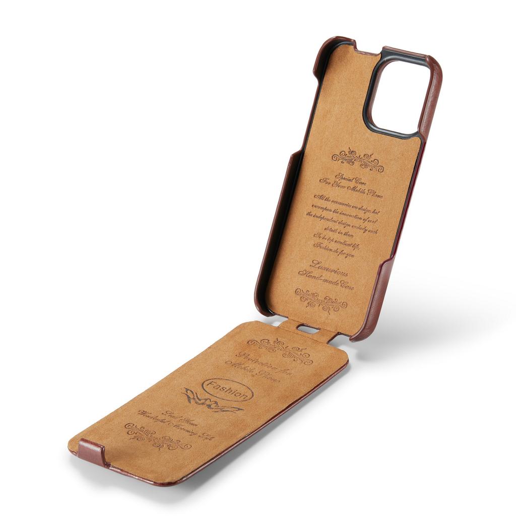 Retro Leather Phone Case iPhone 16 15 14 13 12 11 Pro Max 16Plus 16E Vertical Flip Genuine Leather Hard Back Cover