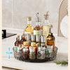 Diamond Texture 360° Rotating Storage Tray, Luxury Transparent Round Desktop Organizer Turntable for Cosmetics & Spice Bottles