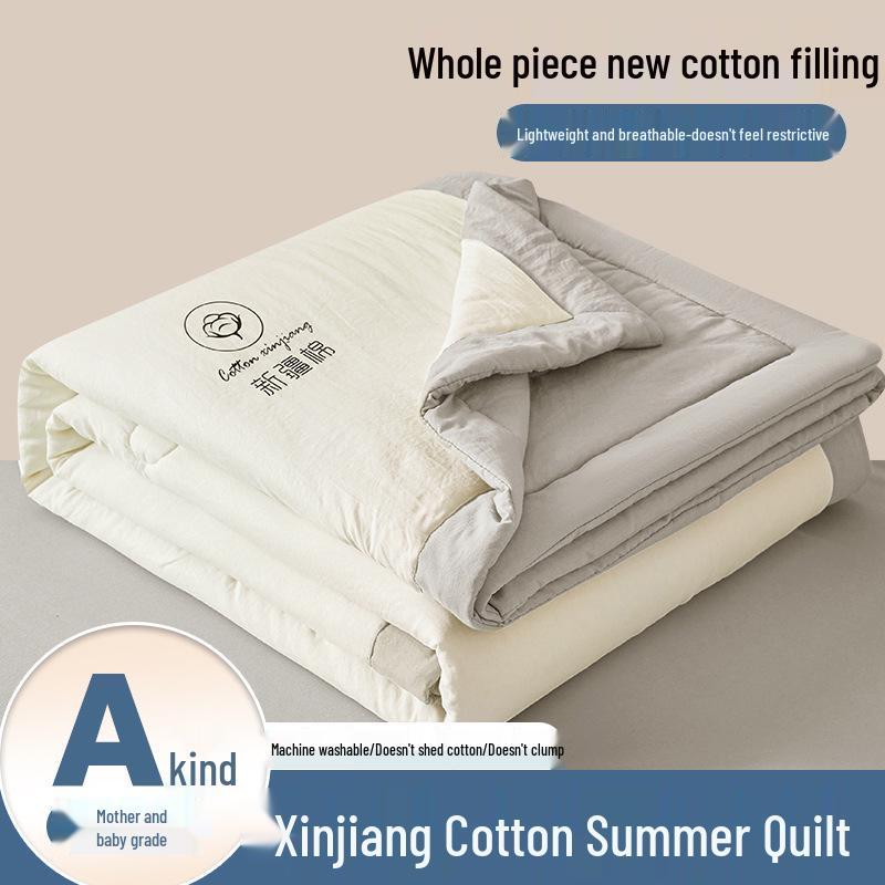 Xinjiang Cotton Summer Quilt: Lightweight, Machine-Washable, Thin Comforter for Dorms and Double Beds