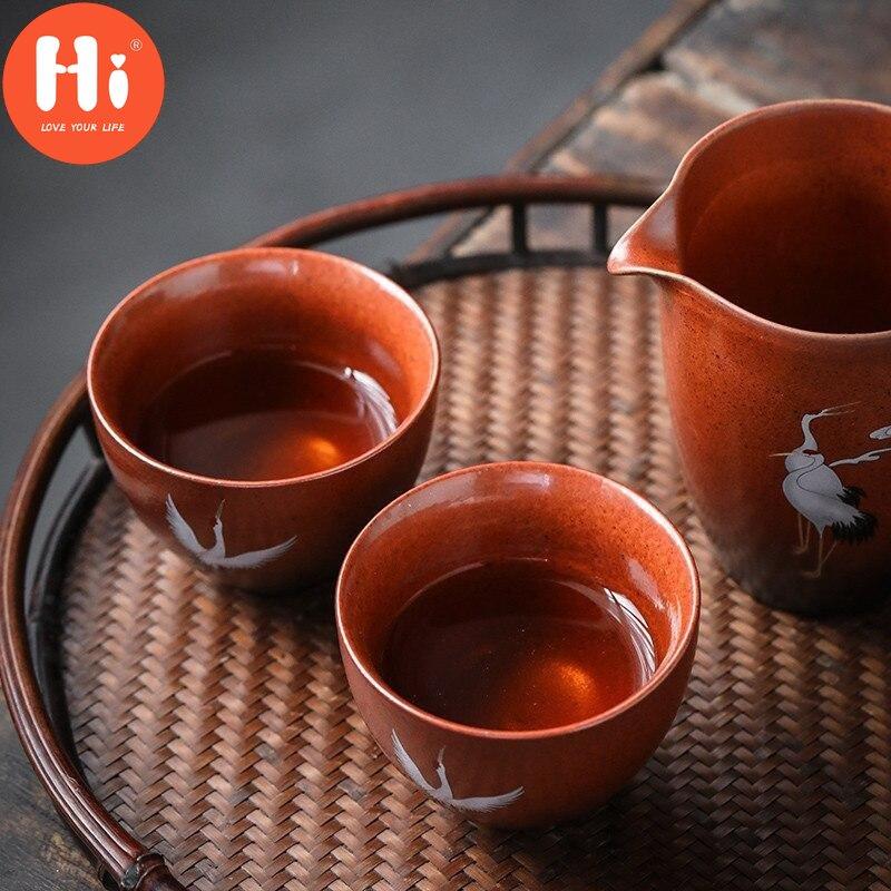 Hi Ceramic Master Tea Cup Household Retro Kung Fu Drinkware Office Teacups Chinese Hand Painted Crane Tea Bowl Pottery Water Mug