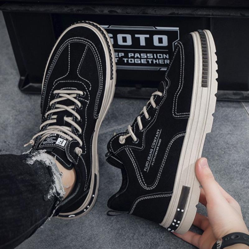 Wiosenne nowe męskie buty codzienne sznurowane ze skóry zamszowej buty na platformie buty typu Oxford do biegania antypoślizgowe odporne na zużycie buty robocze