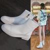 Skinny Boots Internet Celebrity Martin Boots Short Boots Winter Women's Spring and Autumn Single Boots Handsome Beige Thick Heel